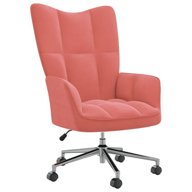 The Living Store Relaxstoel - chique en elegant - bureaustoel - Afmeting- 61.5 x 69 x (94.5 - 102) cm - Kleur- roze -