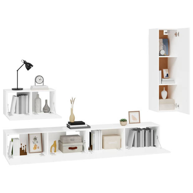 The Living Store Televisiemeubel Set - Klassiek design - Wandgemonteerd - 100x30x30cm - 60x30x30cm - 30.5x30x110cm -