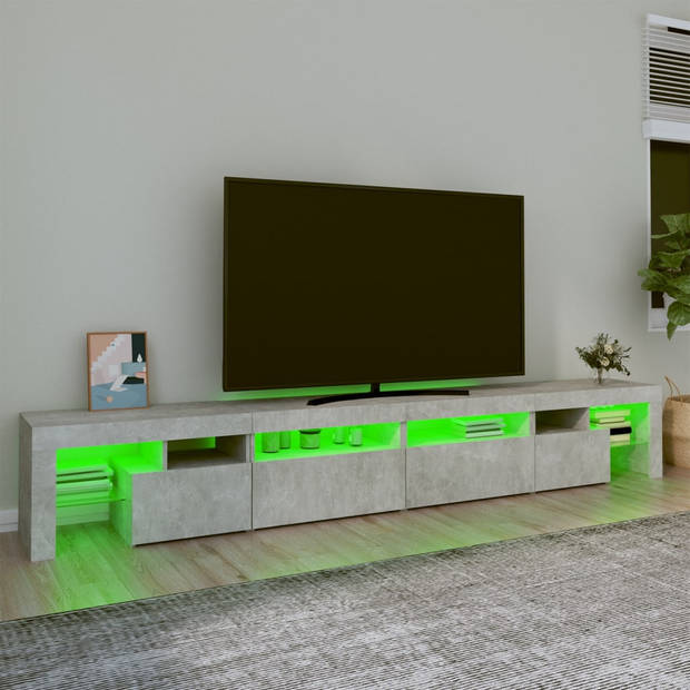 vidaXL Tv-meubel met LED-verlichting 260x36,5x40 cm betongrijs