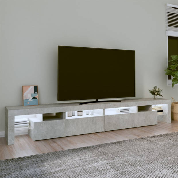 vidaXL Tv-meubel met LED-verlichting 260x36,5x40 cm betongrijs