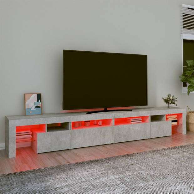 vidaXL Tv-meubel met LED-verlichting 260x36,5x40 cm betongrijs