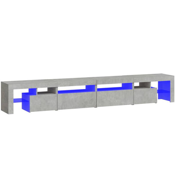 The Living Store TV-meubel - LED-verlichting - Kleur- betongrijs - Materiaal- bewerkt hout - Afmetingen- 260 x 36.5 x
