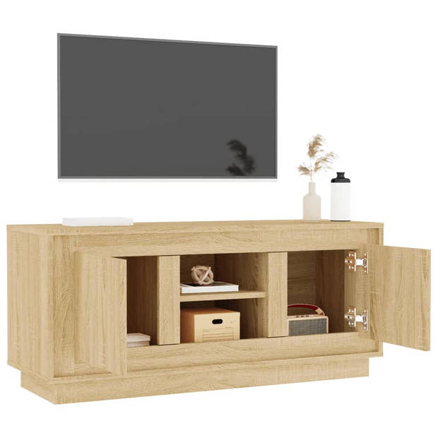 The Living Store TV-meubel Sonoma Eiken - 102 x 35 x 45 cm - Trendy en praktisch Voldoende opbergruimte Stevig blad