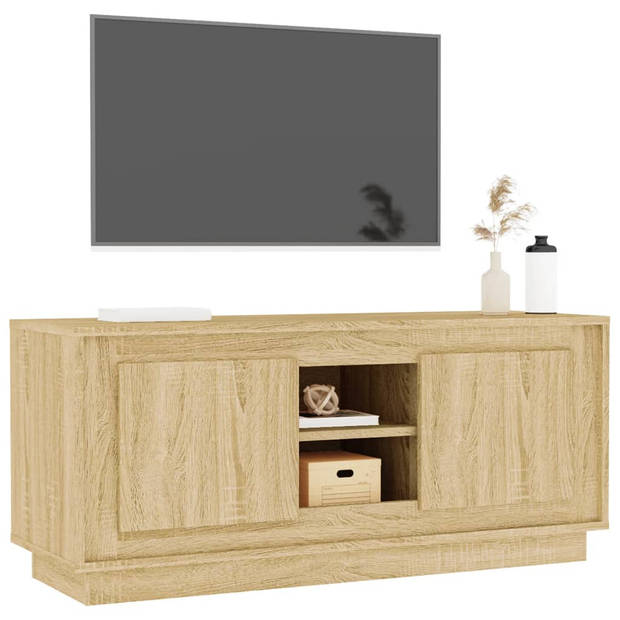 The Living Store TV-meubel Sonoma Eiken - 102 x 35 x 45 cm - Trendy en praktisch Voldoende opbergruimte Stevig blad