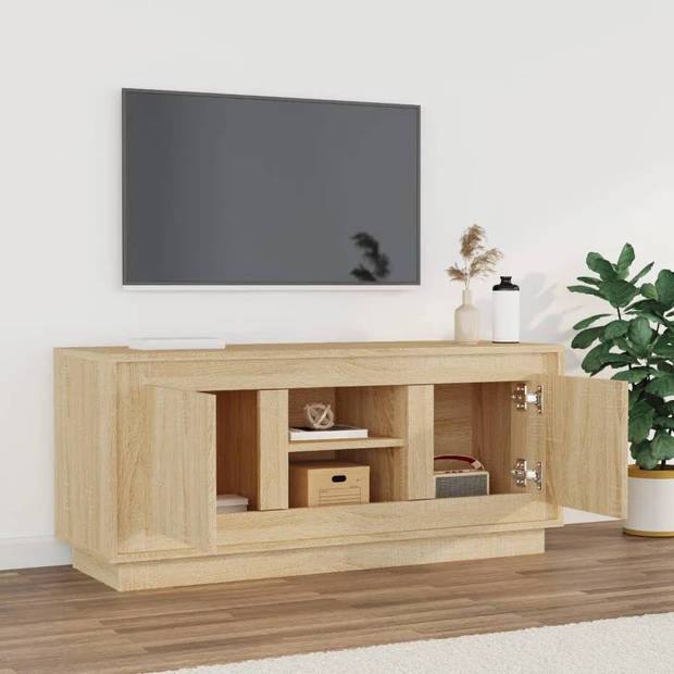 The Living Store TV-meubel Sonoma Eiken - 102 x 35 x 45 cm - Trendy en praktisch Voldoende opbergruimte Stevig blad