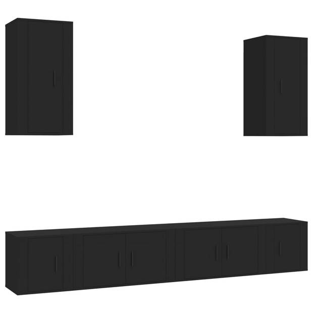 The Living Store Tv-meubelset - klassiek - hout - zwart - 80x34.5x40 cm en 40x34.5x40 cm en 40x34.5x80 cm -