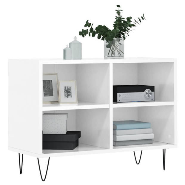 The Living Store Tv-meubel - - Tv-kast met opbergruimte - Afmeting- 69.5 x 30 x 50 cm - Kleur- Hoogglans wit - Ken-