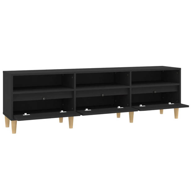 The Living Store TV-kast Classic - 150x30x44.5 cm - zwart hout - Veel opbergruimte - duurzaam materiaal -