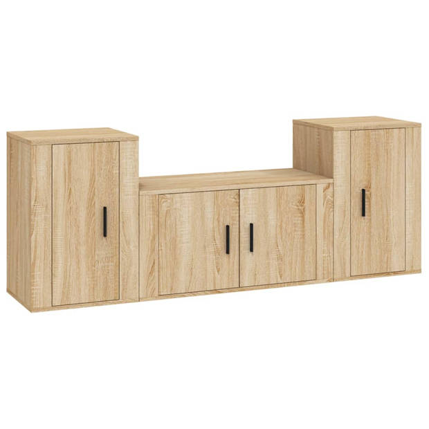 The Living Store TV-meubelset - Sonoma eiken - 80 x 34.5 x 40 cm - Inclusief 1 x 80 cm tv-meubel en 2 x 40 cm tv-meubel