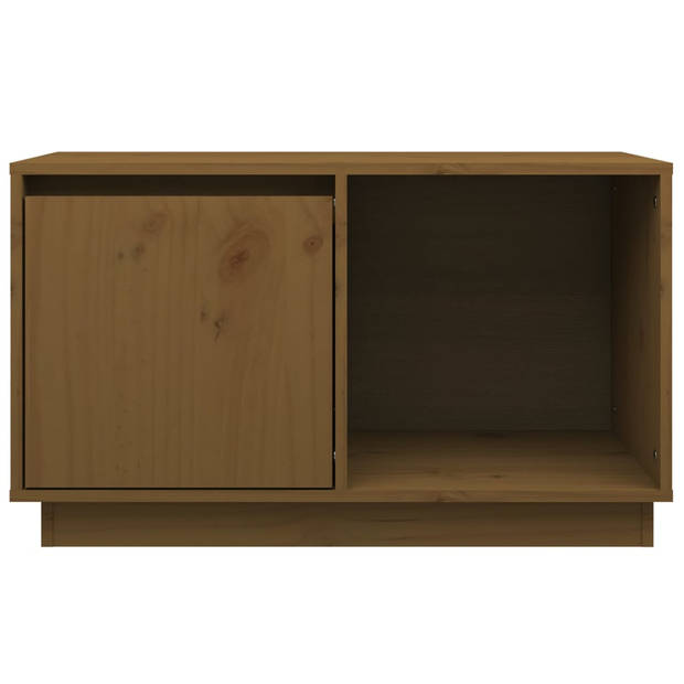 The Living Store TV-meubel Massief Grenenhout - Honingbruin 74x35x44cm - Opbergruimte - Weergavefunctie - Flexibele