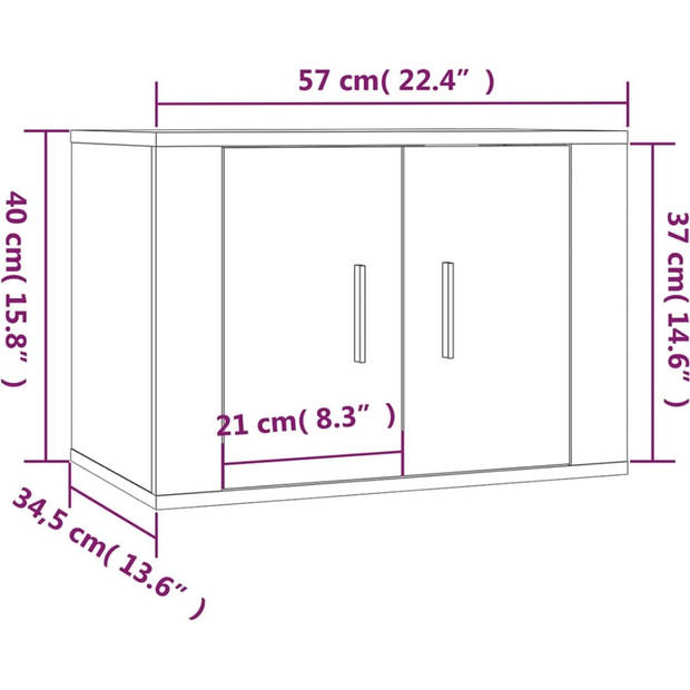 The Living Store TV-wandmeubel - wit - 57 x 34.5 x 40 cm - bewerkt hout