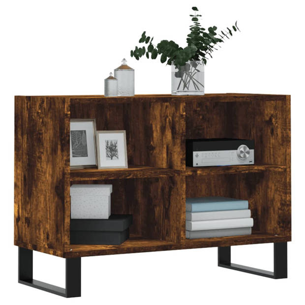 The Living Store Tv-meubel - Tv-kast met 4 vakken - Gerookt eiken - 69.5 x 30 x 50 cm - Stevig materiaal - Voldoende