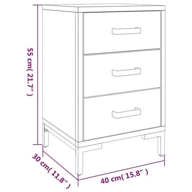 vidaXL Nachtkastjes 2 st 40x30x55 cm massief grenenhout zwart