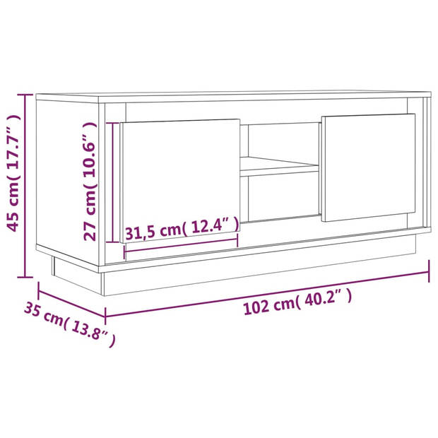 The Living Store TV Meubel - Betongrijs - 102 x 35 x 45 cm - Duurzaam materiaal - voldoende opbergruimte en praktische