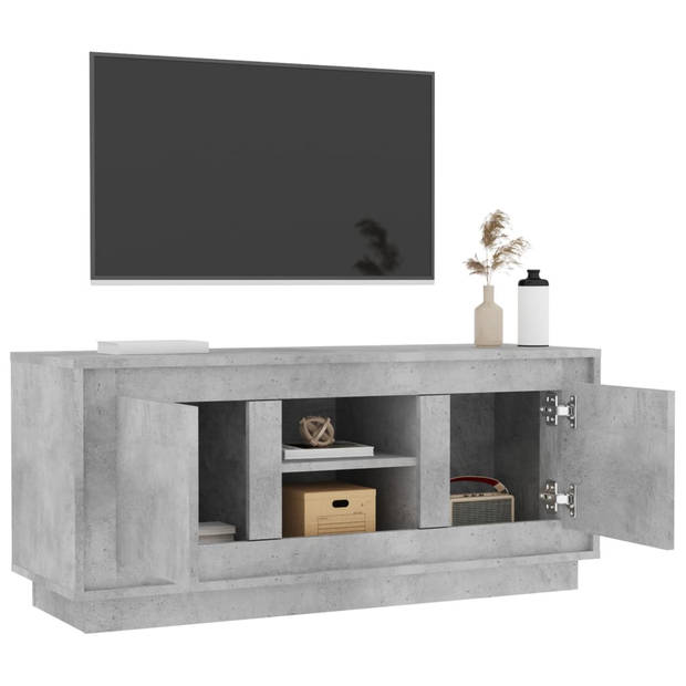 The Living Store TV Meubel - Betongrijs - 102 x 35 x 45 cm - Duurzaam materiaal - voldoende opbergruimte en praktische