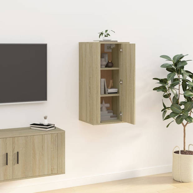 The Living Store TV-meubel Sonoma Eiken - 40x34.5x80 cm - Wandgemonteerd - Multifunctioneel - Voldoende opbergruimte -