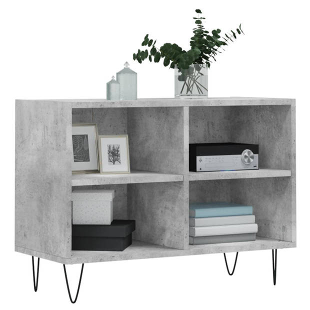 The Living Store TV-meubel Betongrijs - Bewerkt hout en ijzer - 69.5 x 30 x 50 cm - Stevig materiaal - voldoende