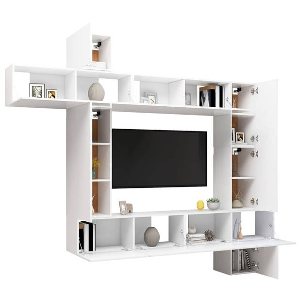 The Living Store Televisiemeubelset Hangend - Spaanplaat - Wit - 30.5 x 30 x 30 cm - 100 x 30 x 30 cm - 30.5 x 30 x 90