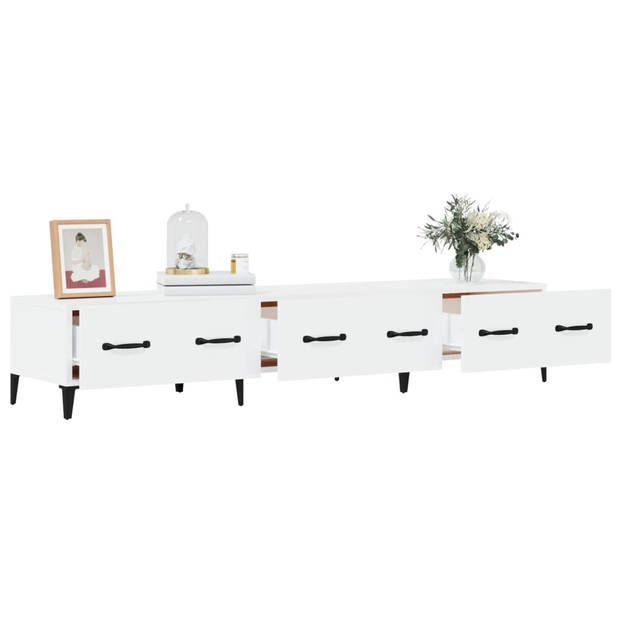The Living Store TV-meubel wit 150x34.5x30cm - Stevig - modern - opbergruimte - - TV-meubels Materiaal- bewerkt