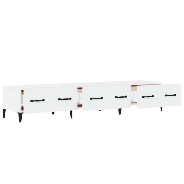 The Living Store TV-meubel wit 150x34.5x30cm - Stevig - modern - opbergruimte - - TV-meubels Materiaal- bewerkt