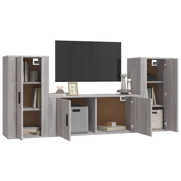 The Living Store Televisiemeubelset - Classic s - Wandgemonteerd - 100 x 34.5 x 40 cm - Grijs Sonoma Eiken - Hoge