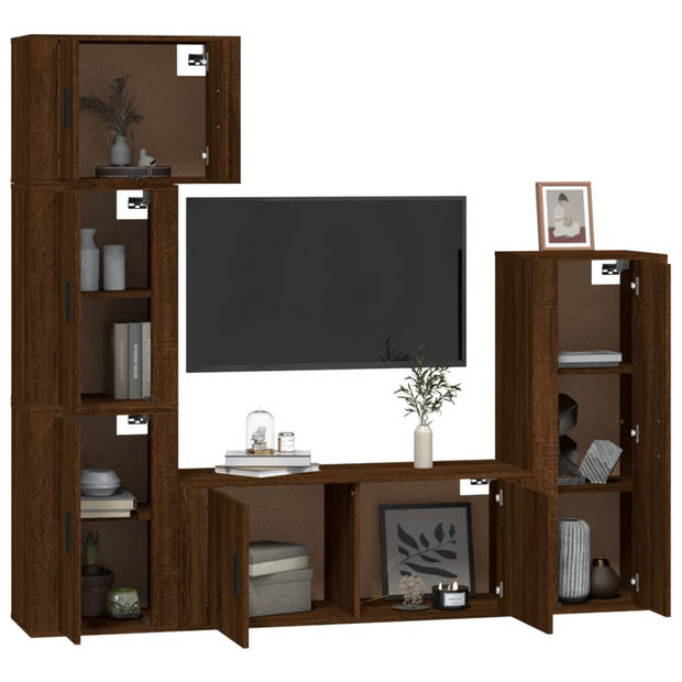 The Living Store Tv-meubelset Klassiek Bruineiken - 57 x 34.5 x 40 cm/40 x 34.5 x 100 cm/100 x 34.5 x 40 cm/40 x 34.5 x