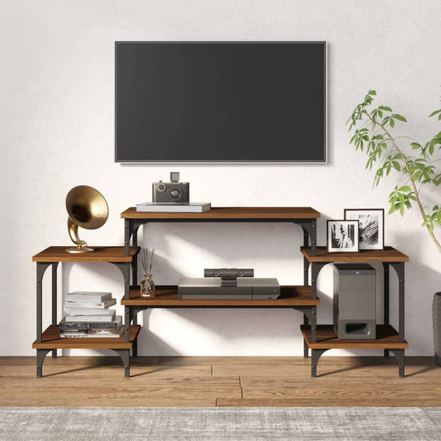 The Living Store TV-meubel - trendy en praktisch - opbergruimte - stevig blad - aanpasbare poten - kleur- bruineiken -