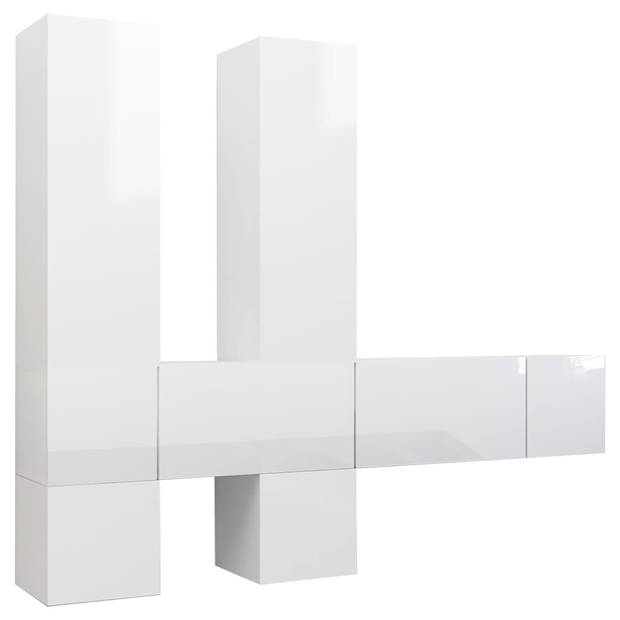 The Living Store Hangende TV-kasten - Hoogglans wit - Stevig - duurzaam - Verschillende vakken - 2x 30.5x30x30cm - 2x