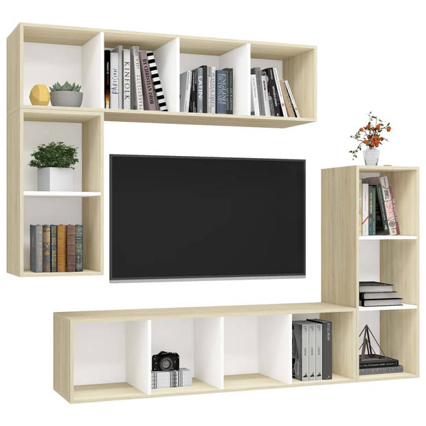 The Living Store Televisiewandmeubelset - onbekend - Tv-meubel - 37 x 37 x 72 cm / 37 x 37 x 107 cm / 37 x 37 x 142.5