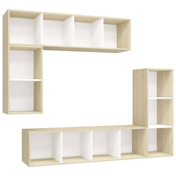 The Living Store Televisiewandmeubelset - onbekend - Tv-meubel - 37 x 37 x 72 cm / 37 x 37 x 107 cm / 37 x 37 x 142.5