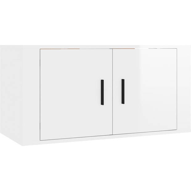 The Living Store TV-wandmeubel - Hoogglans wit - 80 x 34.5 x 40 cm - 3-delig