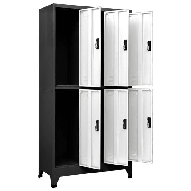 The Living Store Lockerkast - Afmetingen- 90 x 45 x 180 cm Kleur- Antraciet - Wit Materiaal- Staal