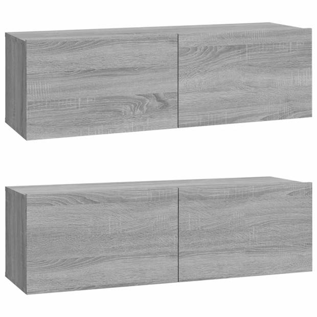 The Living Store Wandgemonteerd Tv-meubel - Klassiek - Tv-meubel - 100 x 30 x 30 cm - Kleur- grijs sonoma eiken -