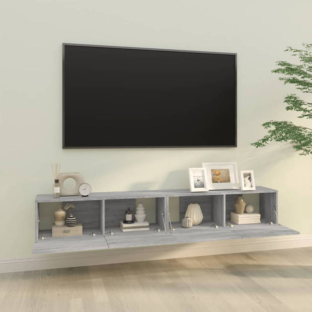 The Living Store Wandgemonteerd Tv-meubel - Klassiek - Tv-meubel - 100 x 30 x 30 cm - Kleur- grijs sonoma eiken -