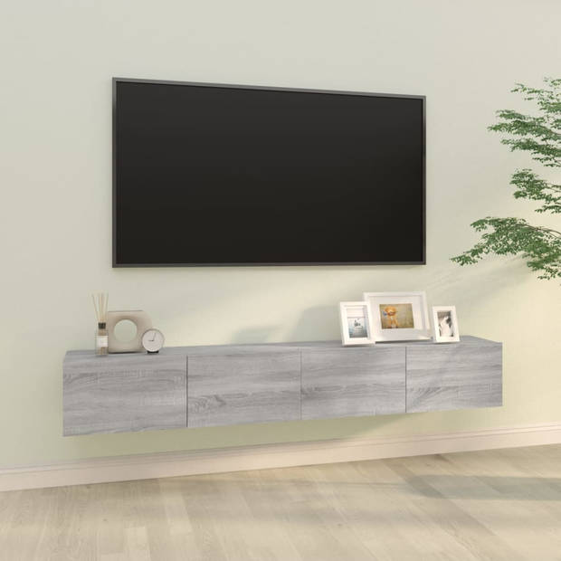 The Living Store Wandgemonteerd Tv-meubel - Klassiek - Tv-meubel - 100 x 30 x 30 cm - Kleur- grijs sonoma eiken -