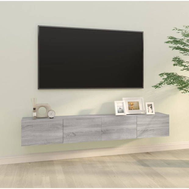 The Living Store Wandgemonteerd Tv-meubel - Klassiek - Tv-meubel - 100 x 30 x 30 cm - Kleur- grijs sonoma eiken -