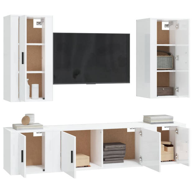 The Living Store TV-meubelset - klassiek ontwerp - hoogglans wit - 100 x 34.5 x 40 cm - 40 x 34.5 x 40 cm - 40 x 34.5