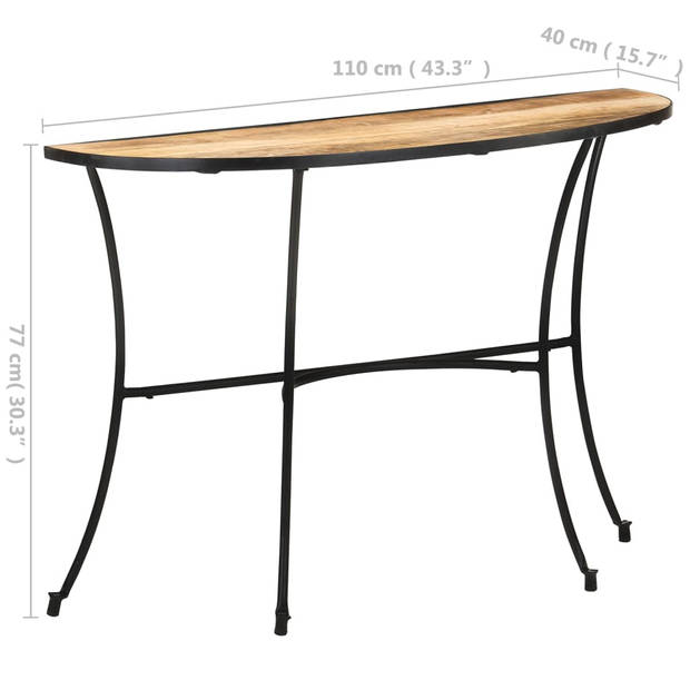 The Living Store Mangohouten Tafel - 110 x 40 x 77 cm - Stalen Poten