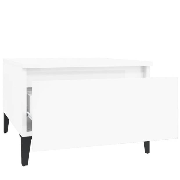 The Living Store Bijzettafels - Industriële - Salontafel met lade - Hoogglans wit - 50 x 46 x 35 cm