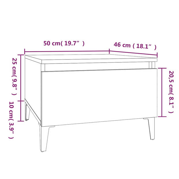 vidaXL Bijzettafel 50x46x35 cm bewerkt hout bruin eikenkleur