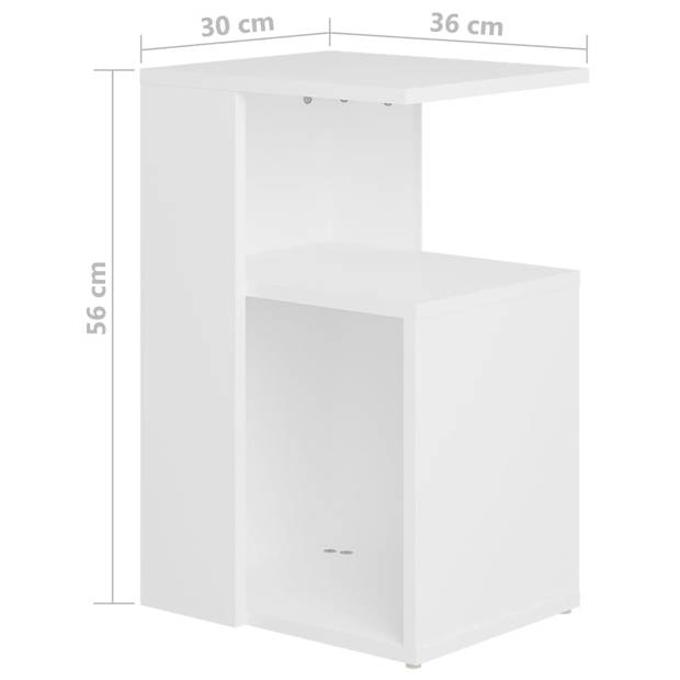 vidaXL Bijzettafel 36x30x56 cm bewerkt hout wit