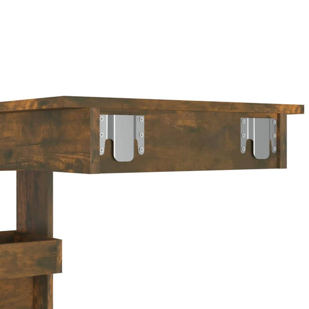 The Living Store Wandgemonteerde bartafel - Smoked Oak - 102 x 45 x 103.5 cm - Stabiele constructie - opslagfunctie