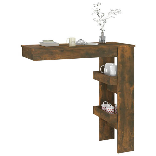 The Living Store Wandgemonteerde bartafel - Smoked Oak - 102 x 45 x 103.5 cm - Stabiele constructie - opslagfunctie