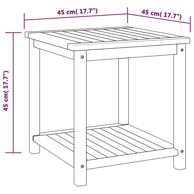 vidaXL Bijzettafel 45x45x45 cm massief acaciahout