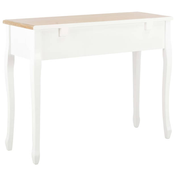 The Living Store Tafel - Wit en Bruin - MDF en Grenenhout - 100 x 35 x 78 cm - Met 3 Lades