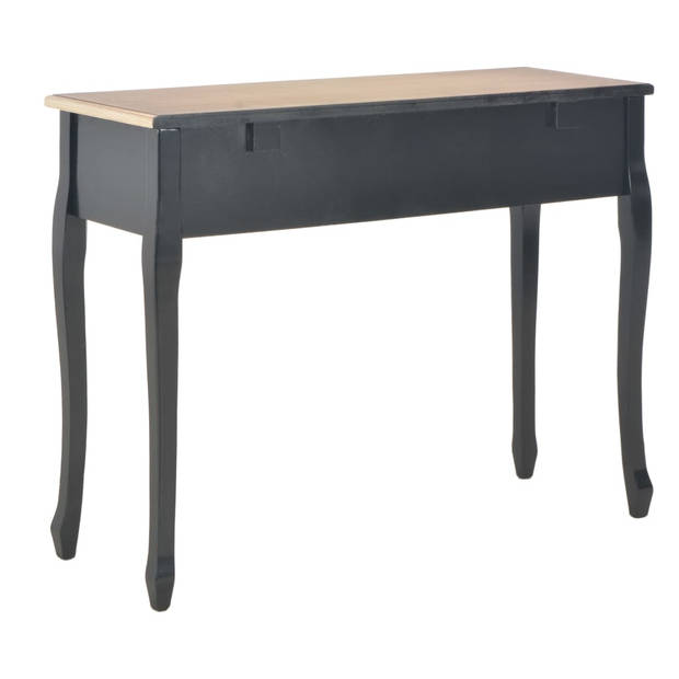 The Living Store Tafel - Zwart/Bruin - MDF/Grenenhout - 100x35x78 cm - 3 Laden