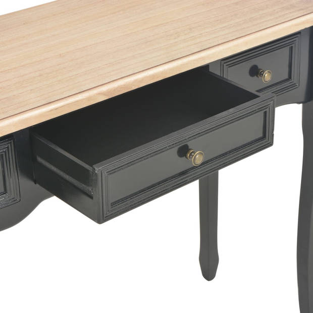 The Living Store Tafel - Zwart/Bruin - MDF/Grenenhout - 100x35x78 cm - 3 Laden