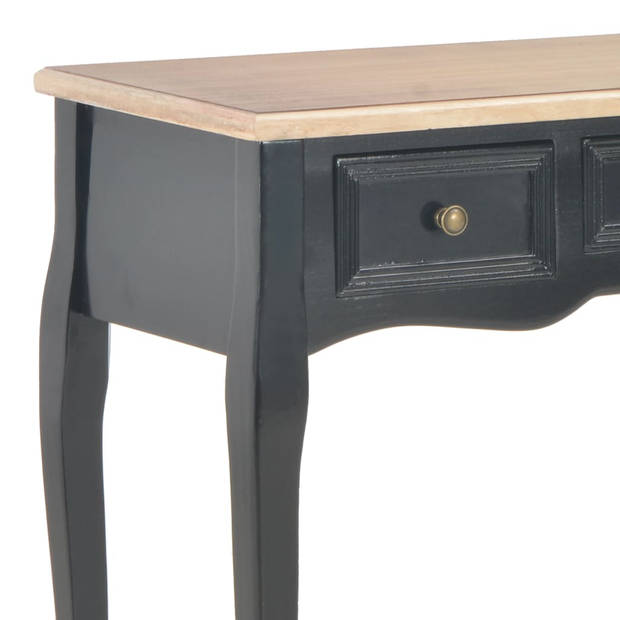 The Living Store Tafel - Zwart/Bruin - MDF/Grenenhout - 100x35x78 cm - 3 Laden