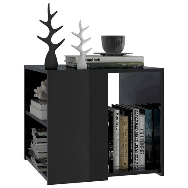 The Living Store Praktische Woonkamertafel - 50 x 50 x 45 cm - Hoogglans Zwart