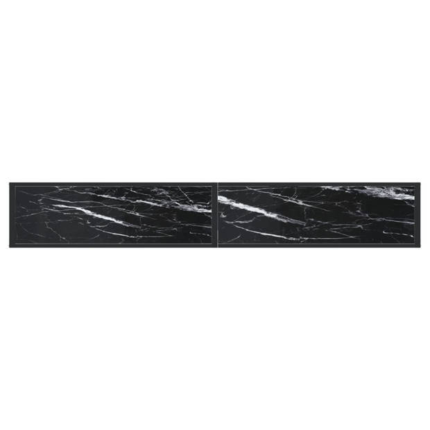 vidaXL Wandtafel 220x35x75,5 cm gehard glas zwartmarmerkleurig